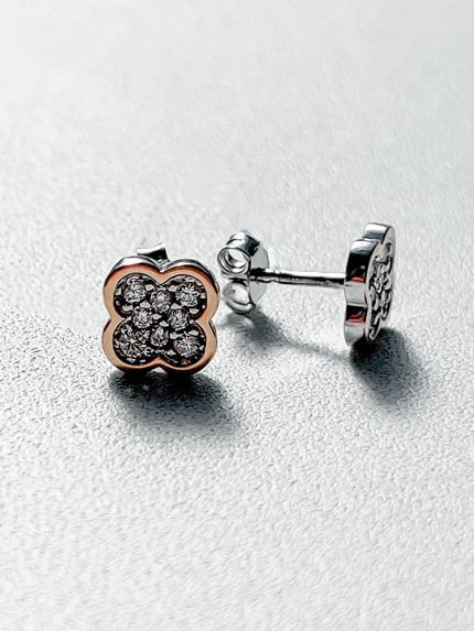 Cyjanitowe kolczyki Srebro 925°, złoto 375° 000958