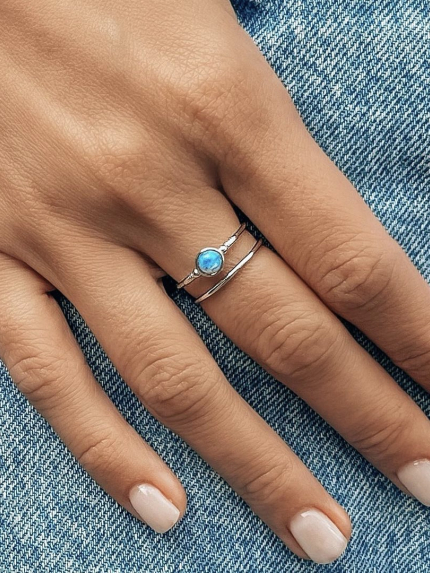 Каблучка опал Срібло 925° (родій) кк2опг/1176