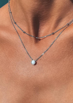 Кольє опал Срібло 925° (родій) кл2опб/1087