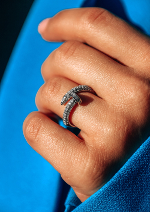 Pierścionek z cyrkonem Srebro 925° (rod) k2f/1077