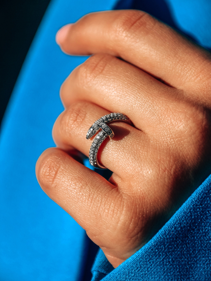 Pierścionek z cyrkonem Srebro 925° (rod) k2f/1077