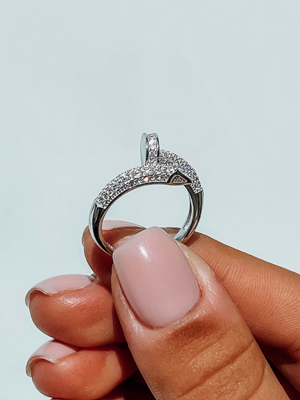 Pierścionek z cyrkonem Srebro 925° (rod) k2f/1077