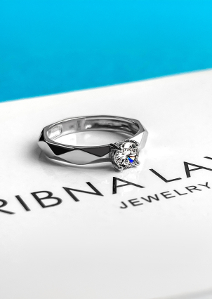Pierścionek z cyrkonem Srebro 925° (rod) 000664