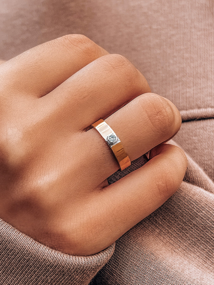 Каблучка фіаніт Срібло 925° золото 375° 039270