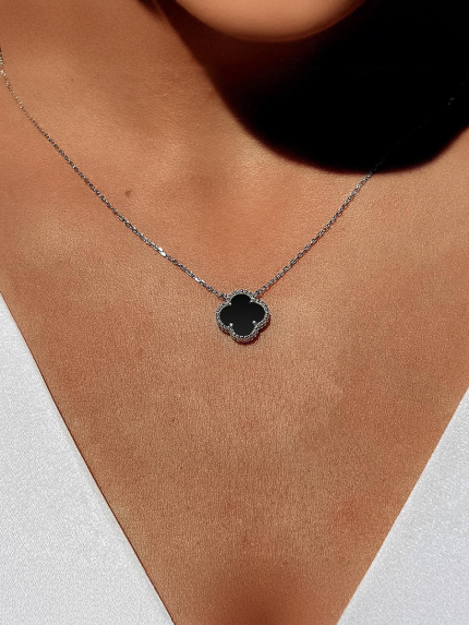 Naszyjnik z onyksu Srebro 925° (rod) klk2o/1024