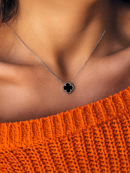 Naszyjnik z onyksu Srebro 925° (rod) klk2o/1024