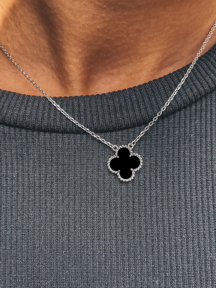 Naszyjnik z onyksu Srebro 925° (rod) klk2o/1024