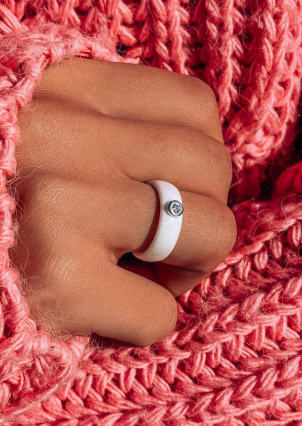 Каблучка Кераміка фіаніт срібло 925°/ ювелірна кераміка 1629б058