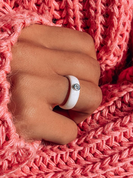 Каблучка Кераміка фіаніт срібло 925°/ ювелірна кераміка 1629б058