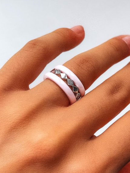 Ring Ceramics cubic zirconia silver 925°/ jewelry ceramics 1629r008