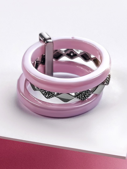 Ring Ceramics cubic zirconia silver 925°/ jewelry ceramics 1629r008