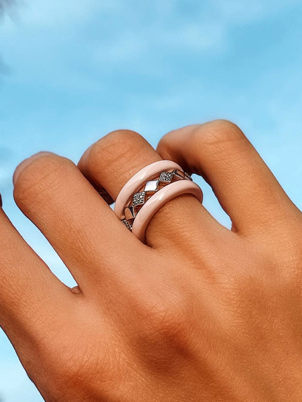 Ring Ceramics cubic zirconia silver 925°/ jewelry ceramics 1629r008