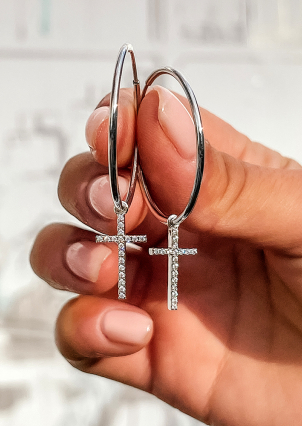 Сережки фіаніт Срібло 925° (родій) 262816/30