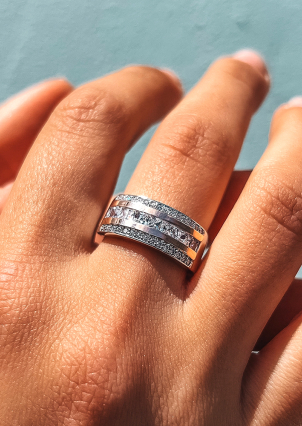 Каблучка фіаніт Срібло 925° золото 375° 000219