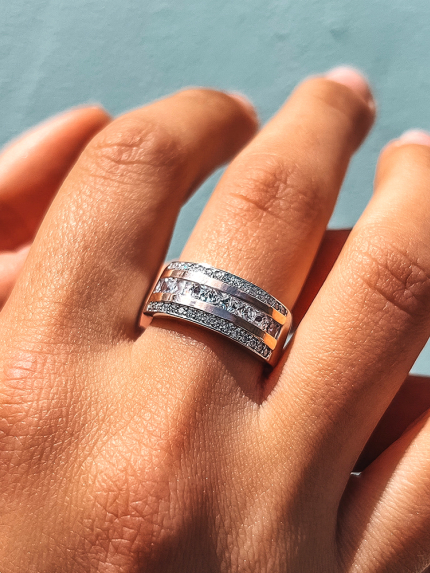 Ring cubic zirconia Silver 925° gold 375° 000219