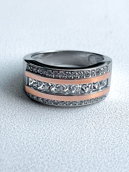 Ring cubic zirconia Silver 925° gold 375° 000219