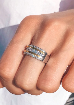 Каблучка фіаніт Срібло 925° золото 375° 000219