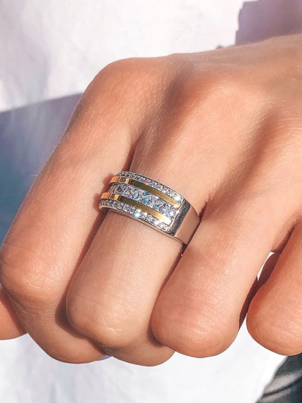 Ring cubic zirconia Silver 925° gold 375° 000219