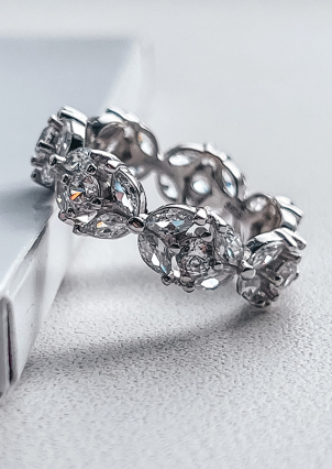 Pierścionek z szafirem Srebro 925° (rod) GZR18P6