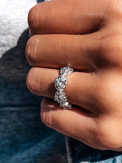 Pierścionek z szafirem Srebro 925° (rod) GZR18P6