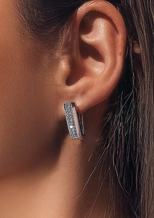 Сережки фіаніт Срібло 925° золото 375° 000158с