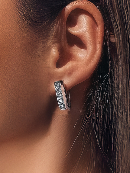 Сережки фіаніт Срібло 925° золото 375° 000158с