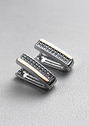 Сережки фіаніт Срібло 925° золото 375° 000158с