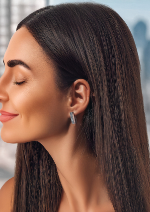 Сережки фіаніт Срібло 925° золото 375° 000158с