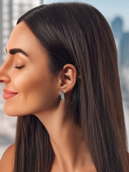 Сережки фіаніт Срібло 925° золото 375° 000158с