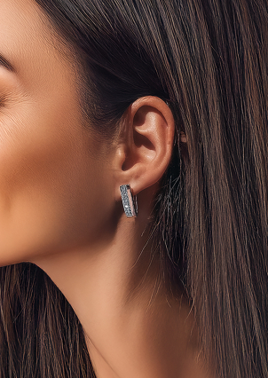 Сережки фіаніт Срібло 925° золото 375° 000158с