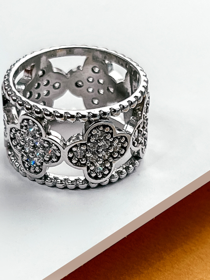 Pierścionek z cyrkonem Srebro 925° (rod) 000461