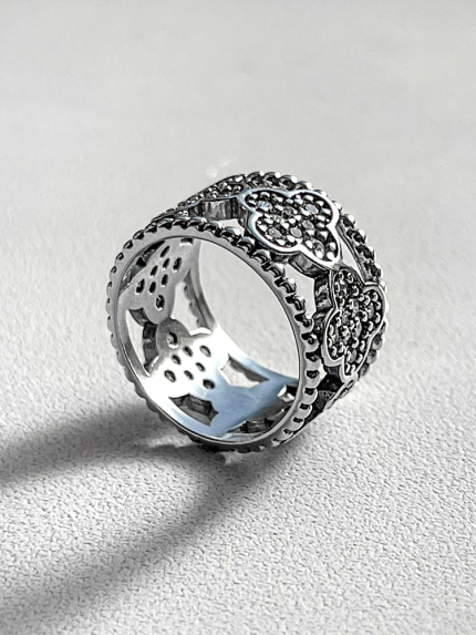 Pierścionek z cyrkonem Srebro 925° (rod) 000461