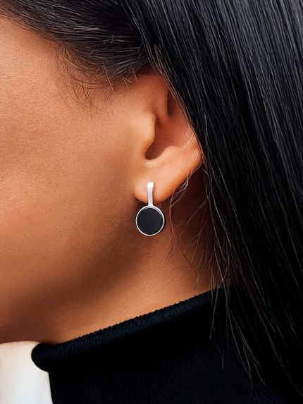 Onyx earrings Silver 925° (rhodium) 111110