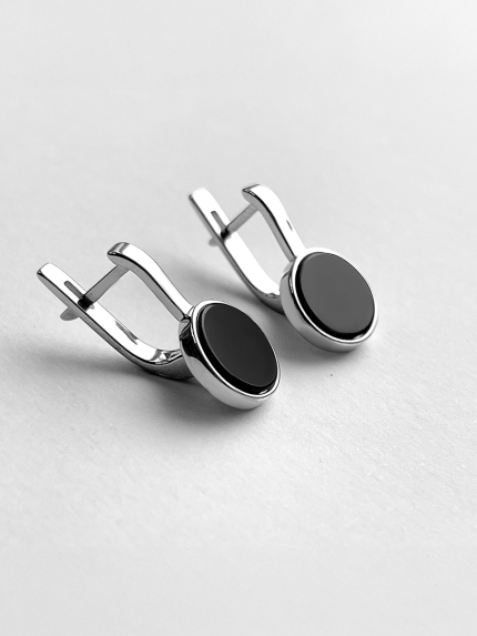 Onyx earrings Silver 925° (rhodium) 111110