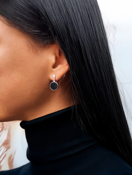 Onyx earrings Silver 925° (rhodium) 111110