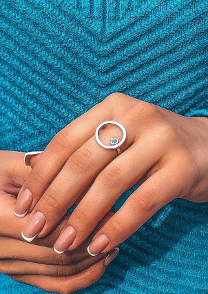 Pierścionek z cyrkonem Srebro 925° (rod) 81662