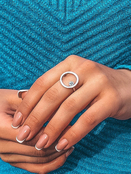 Pierścionek z cyrkonem Srebro 925° (rod) 81662