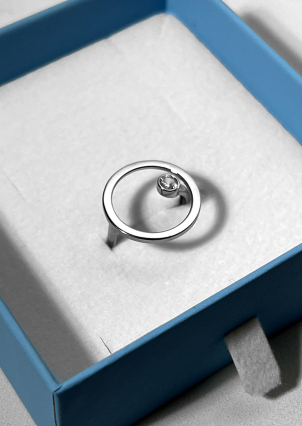 Pierścionek z cyrkonem Srebro 925° (rod) 81662