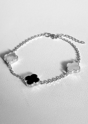 Браслет перламутр, онікс Срібло 925° (родій) 75128