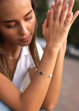 Браслет перламутр, онікс Срібло 925° (родій) 75128