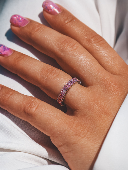 Pierścionek szafirowy Srebro 925° (rod) pm131 str