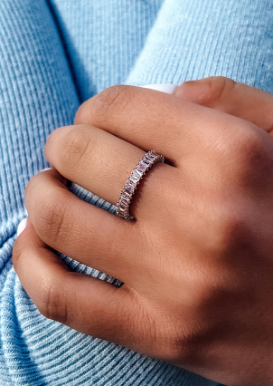 Pierścionek szafirowy Srebro 925° (rod) pm131 str