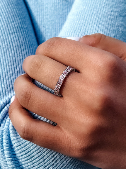 Pierścionek szafirowy Srebro 925° (rod) pm131 str