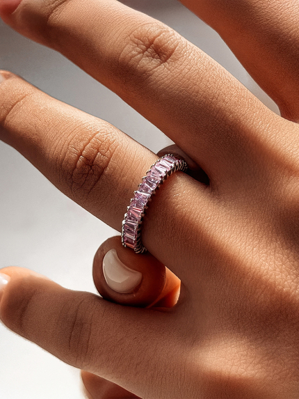 Pierścionek szafirowy Srebro 925° (rod) pm131 str