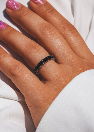 Pierścionek szafirowy Srebro 925° (rod) pm131 b