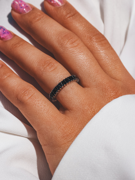 Pierścionek szafirowy Srebro 925° (rod) pm131 b