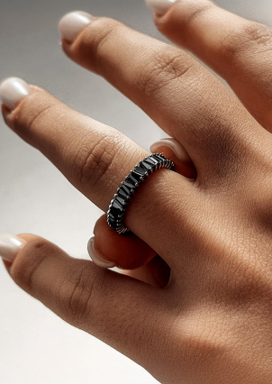 Pierścionek szafirowy Srebro 925° (rod) pm131 b