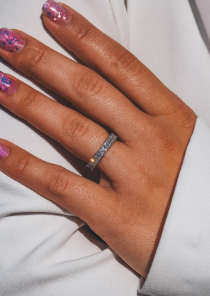 Pierścionek szafirowy Srebro 925° (rod) pm131 w