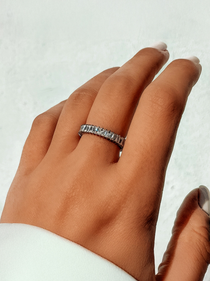 Pierścionek szafirowy Srebro 925° (rod) pm131 w