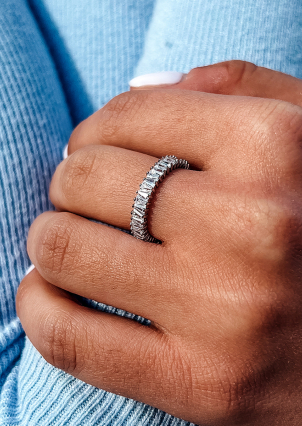 Pierścionek szafirowy Srebro 925° (rod) pm131 w